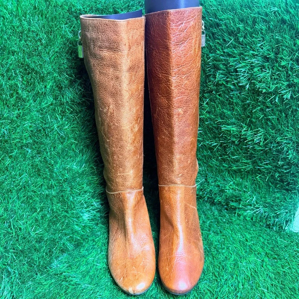 Vintage Tan Leather Over the Knee Boots